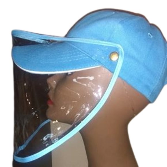 Baseball Hat Removable Full Face Coverage Sneeze Shield Cap with Plastic Shield - Picture 3 of 6